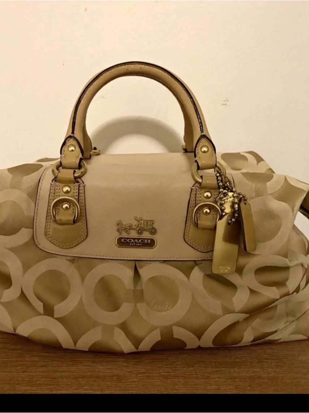 Coach Tan & Beige Signature Satchel